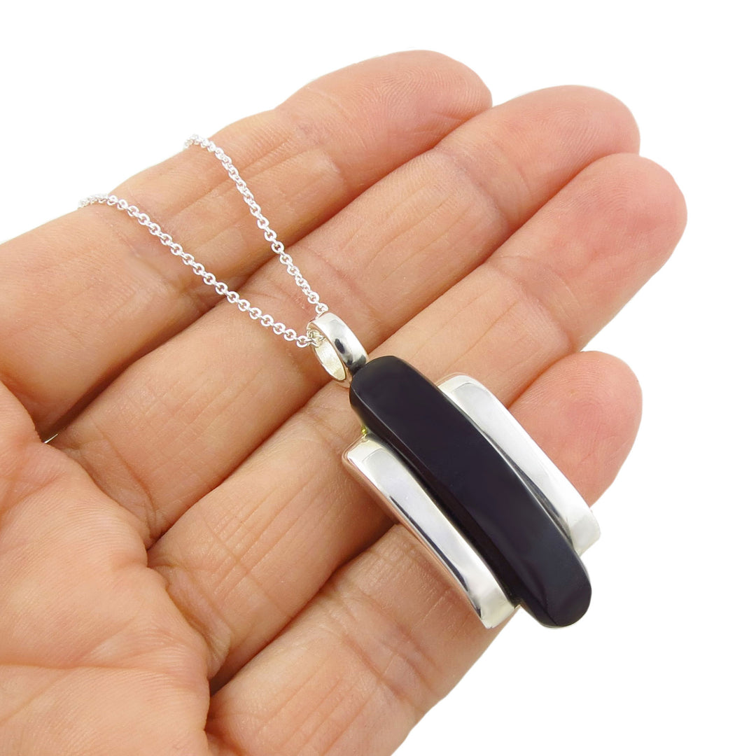 Sterling Silver Obsidian Necklace for Women