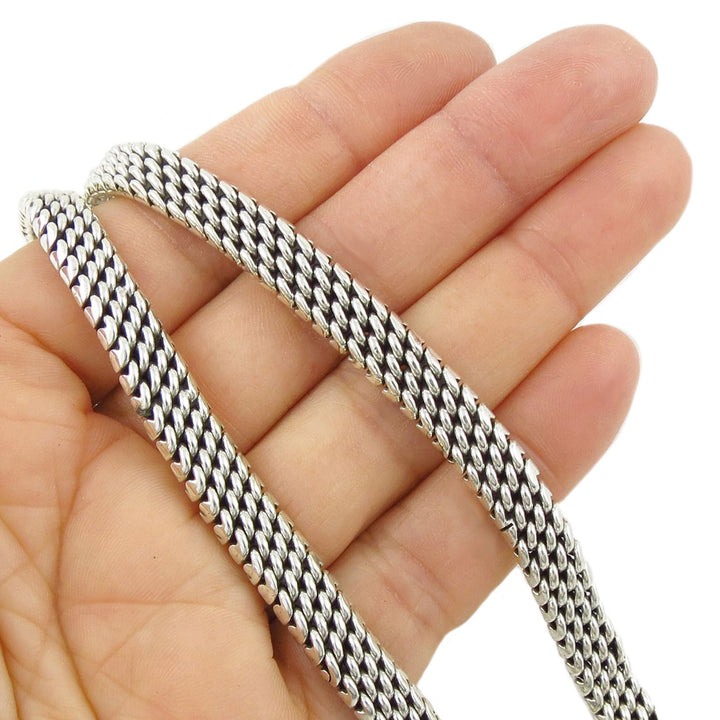 Herringbone Chain Sterling Silver Heart Necklace