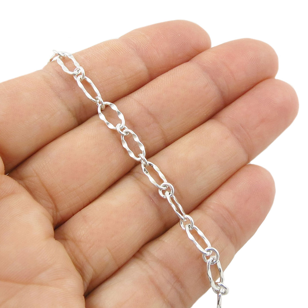 Hammered Silver Link Chain Necklace