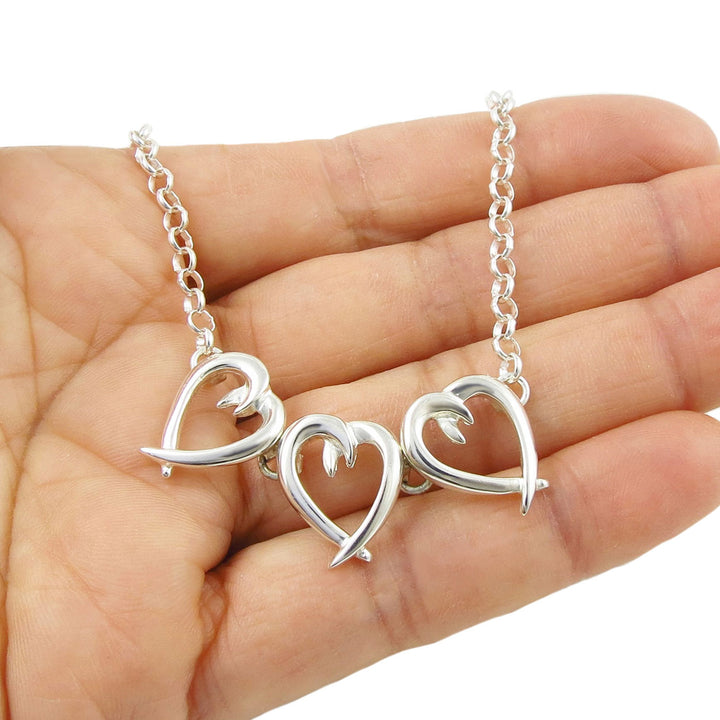 Sterling Silver Statement Heart Necklace for Women