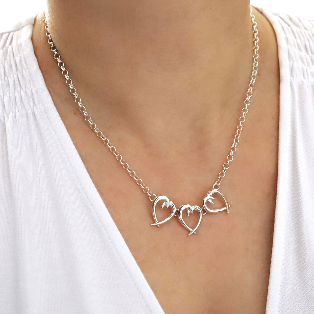 Sterling Silver Statement Heart Necklace for Women
