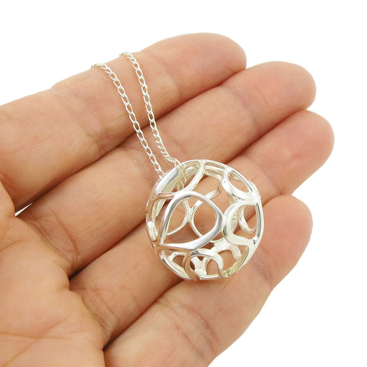 Mexican Silver Bola Ladies Pendant Necklace - Handmade