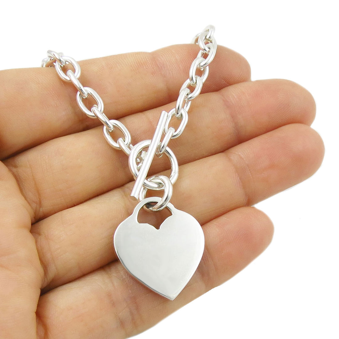 Love Heart Sterling Silver Chain Necklace for Women