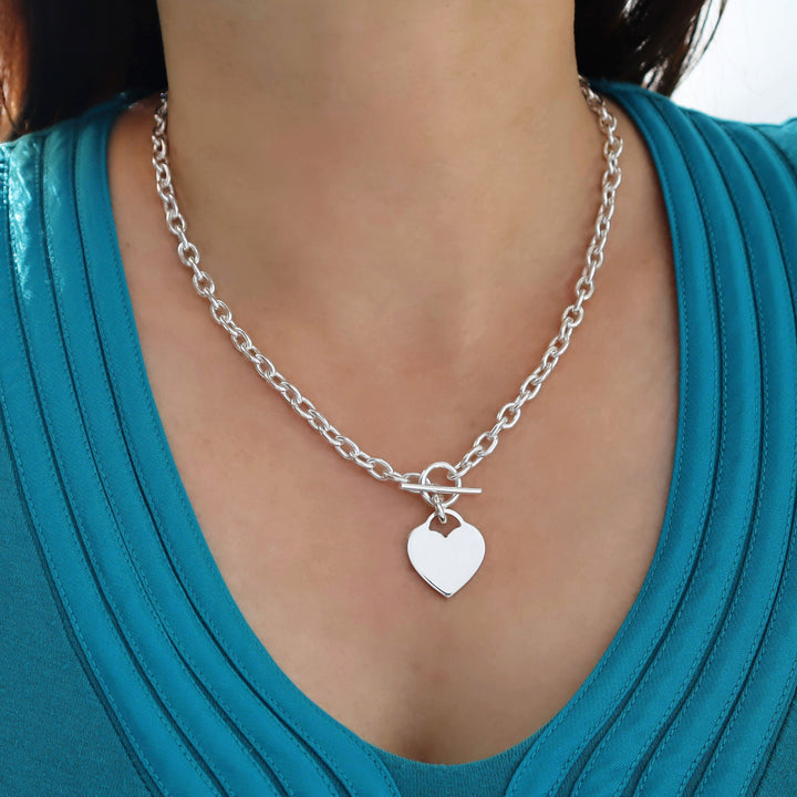 Love Heart Sterling Silver Chain Necklace for Women