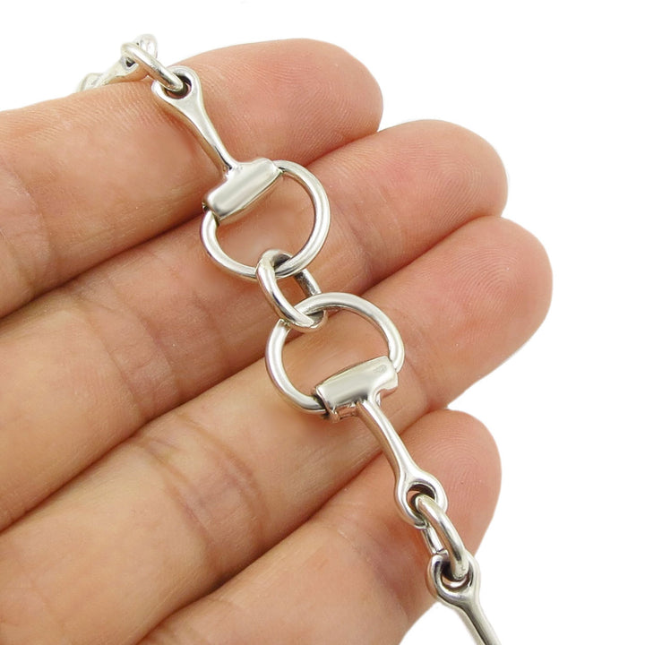 Slender Equestrian Snafflebit Necklace in Sterling Silver