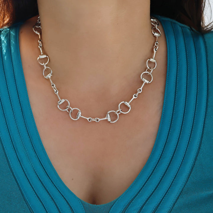 Slender Equestrian Snafflebit Necklace in Sterling Silver