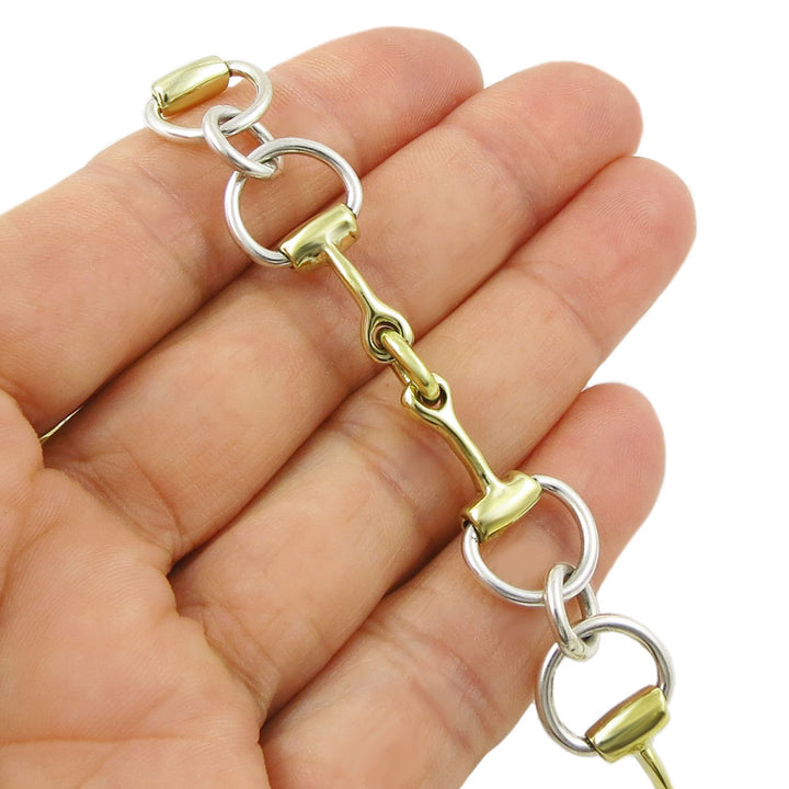 Two Tone Horse Snaffle Sterling Silver Link Necklace