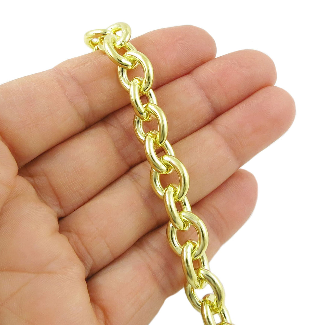 14ct Gold Plated Chain Chunky Rolo Link Necklace for Women
