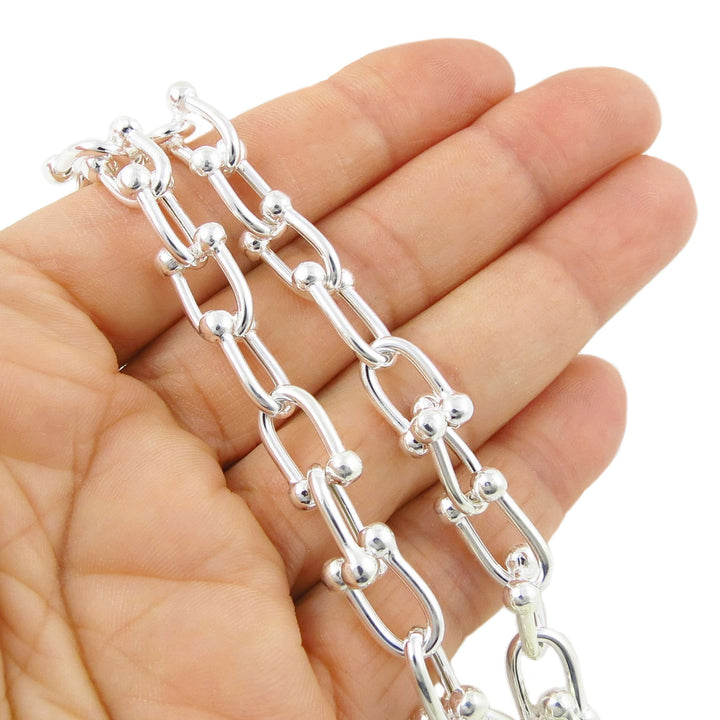 Chunky Gauge Link 925 Sterling Silver Necklace for Women