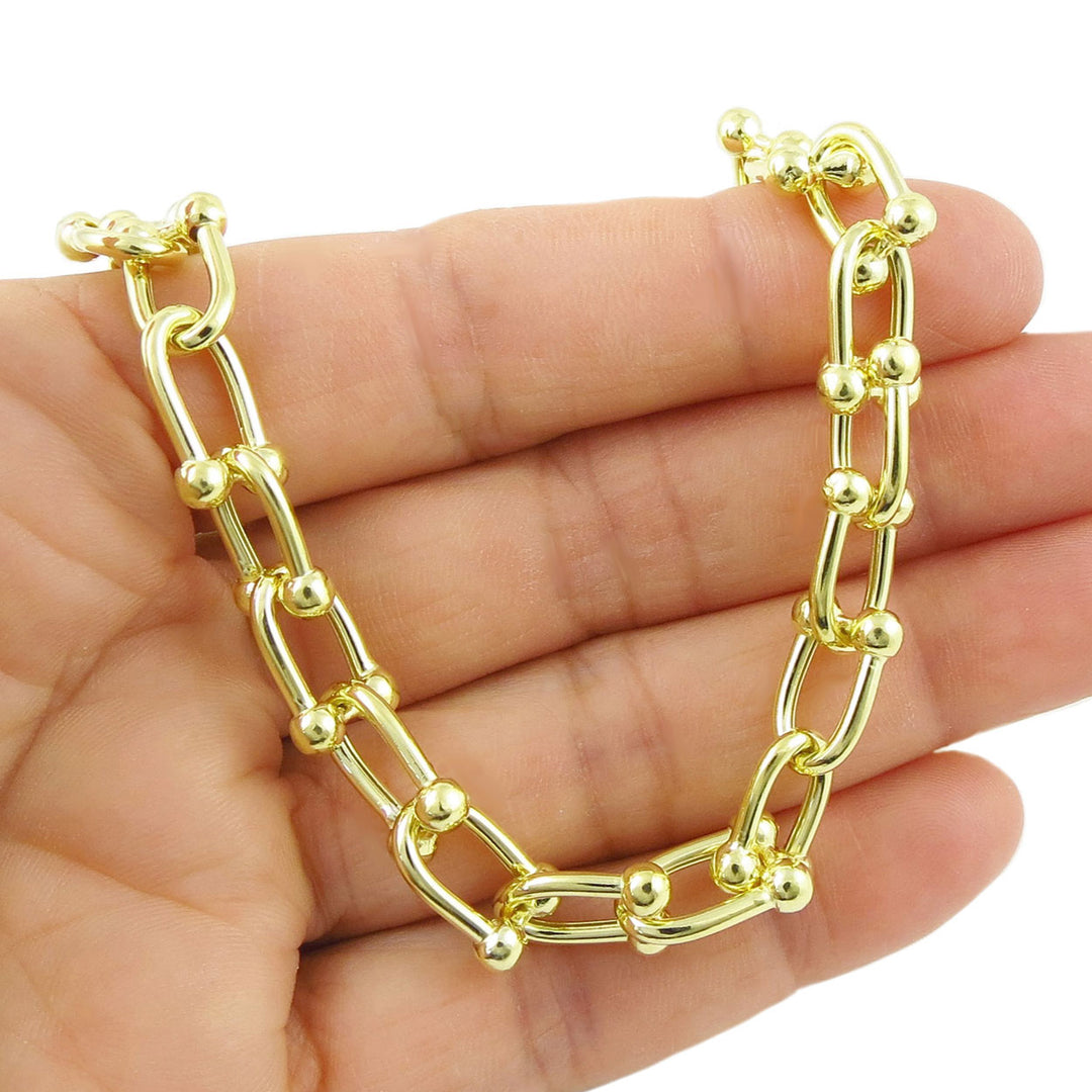14ct Gold Plated Vermeil Ladies Chunky Gauge Link Necklace