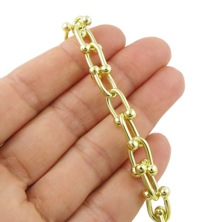 14ct Gold Plated Vermeil Ladies Chunky Gauge Link Necklace
