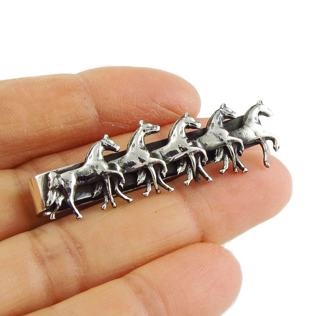 Running Rabbit Tie Bar Sterling Silver Equestrian Horse Tie Bar Clip