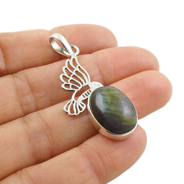 Sterling Silver Chrysocolla Gemstone Pendant Necklace