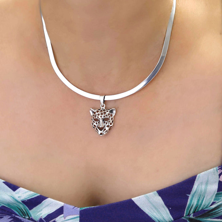 Silver Leopard Spots Pendant Necklace