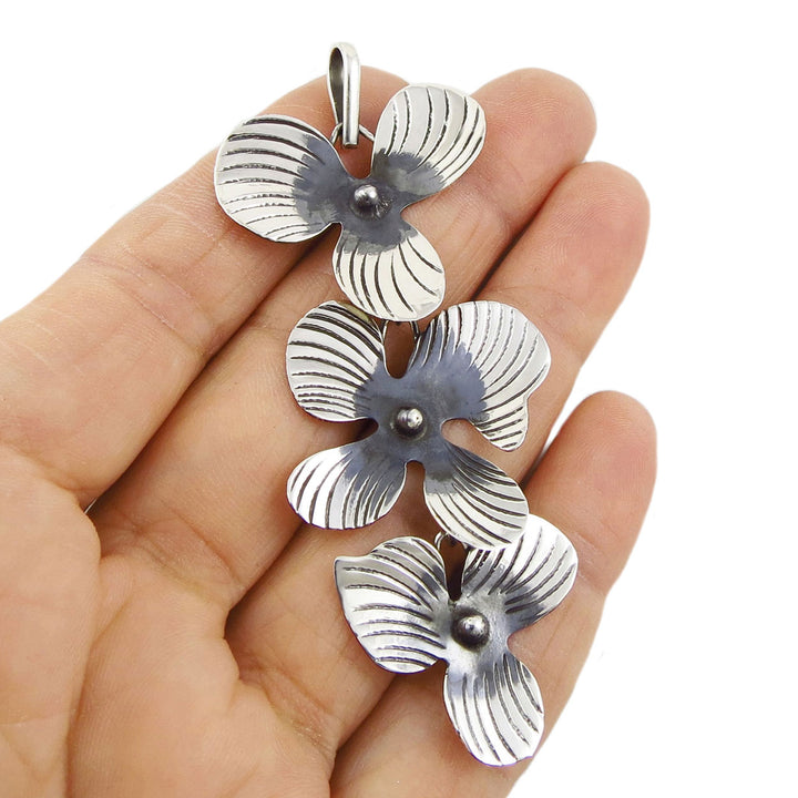 Perennial Flowers Pendant in Sterling Silver