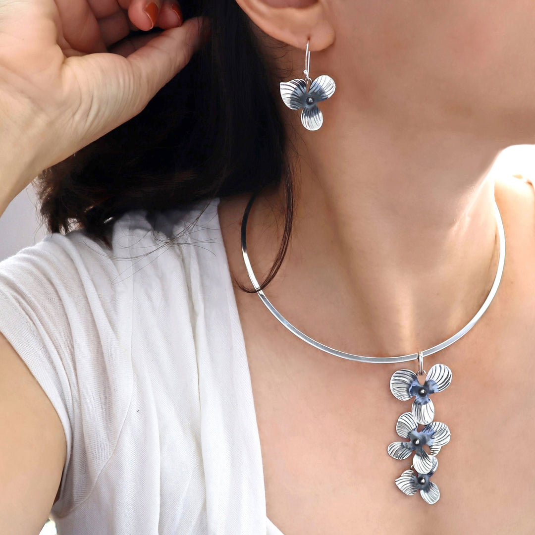 Perennial Flowers Pendant in Sterling Silver