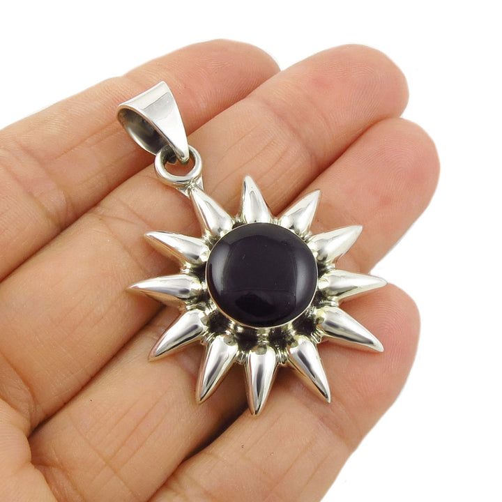 Silver Sunburst Pendant Necklace
