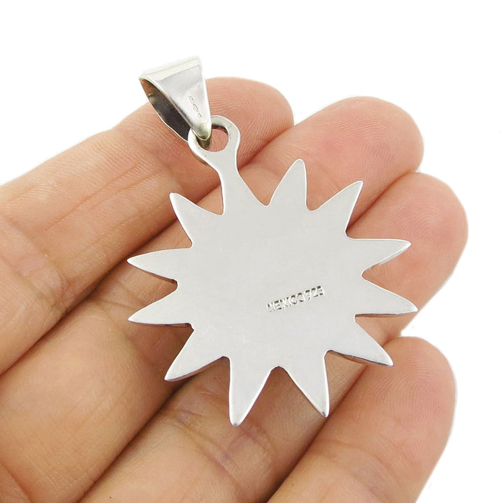 Silver Sunburst Pendant Necklace