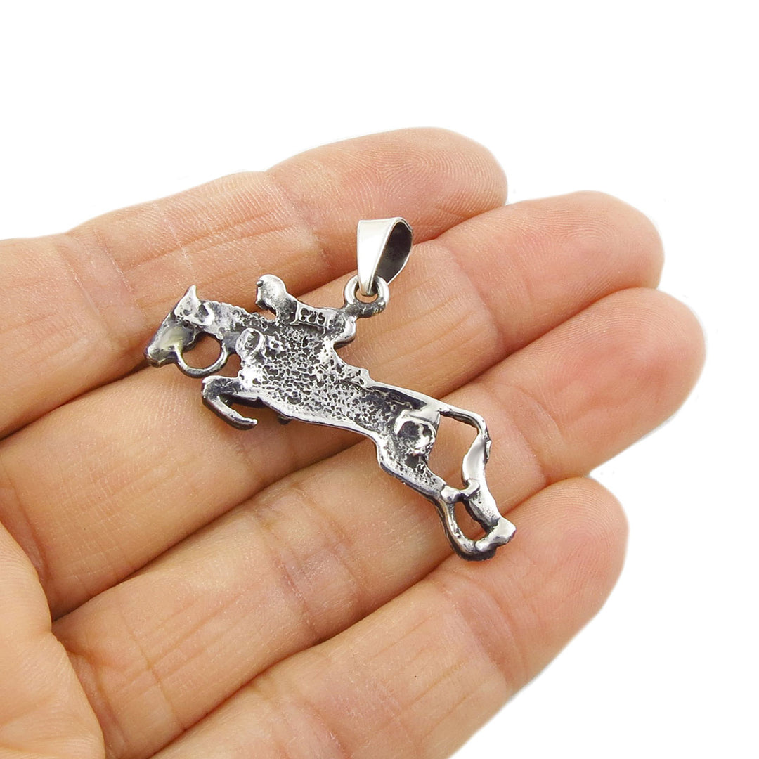 Equestrian Horse and Rider Pendant Necklace