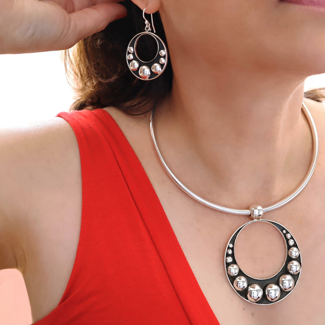 Silver Bubble Pendant Necklace