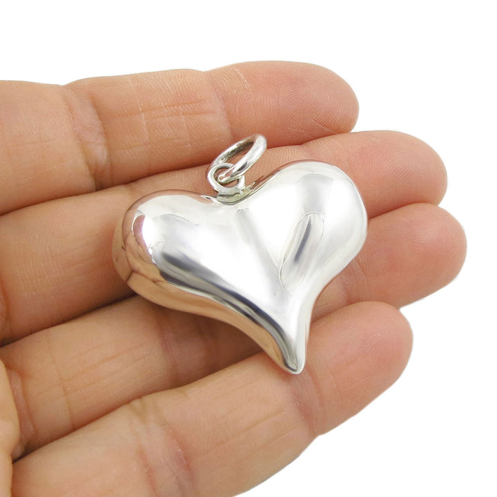 Sterling Silver Puffed Heart Pendant Necklace