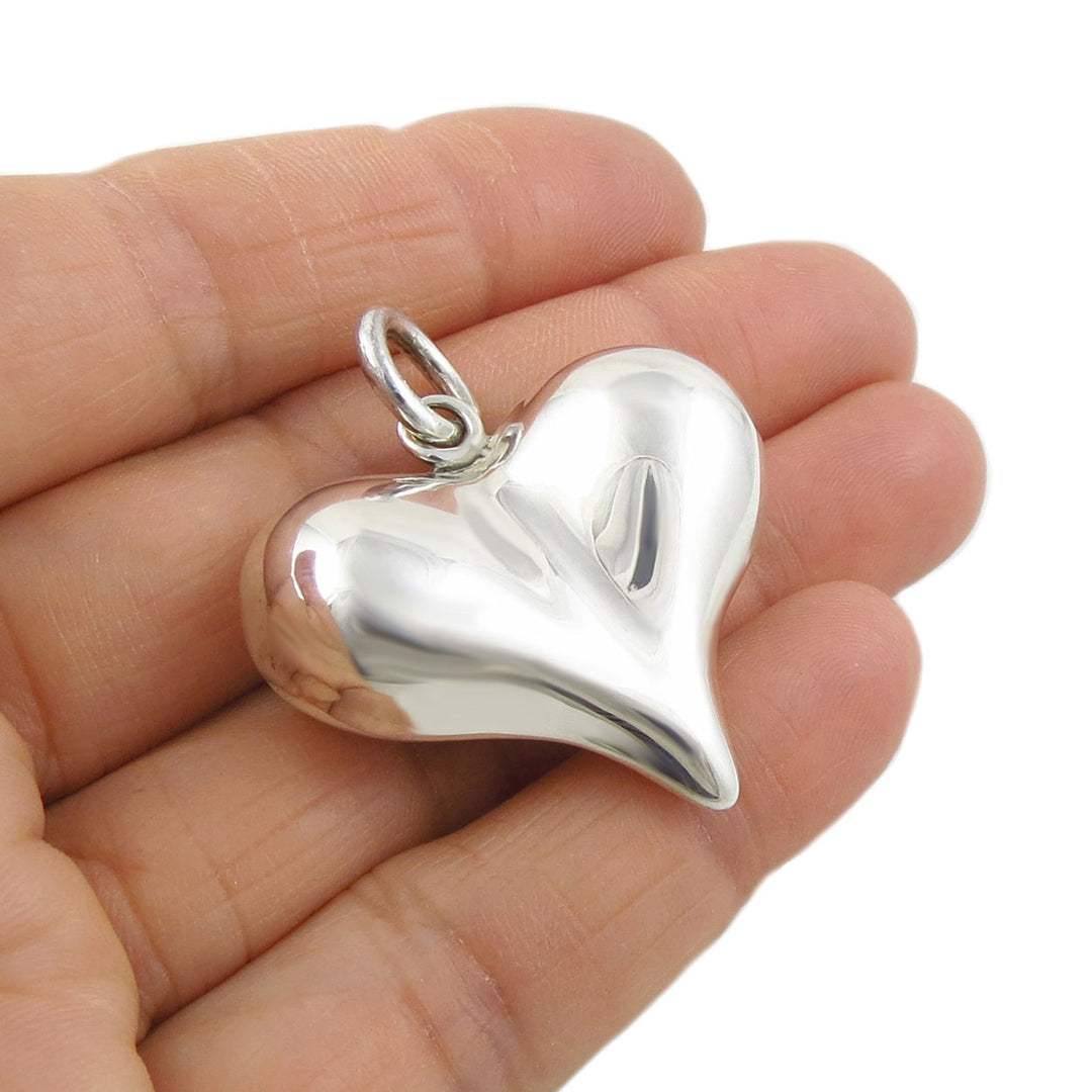 Sterling Silver Puffed Heart Pendant Necklace