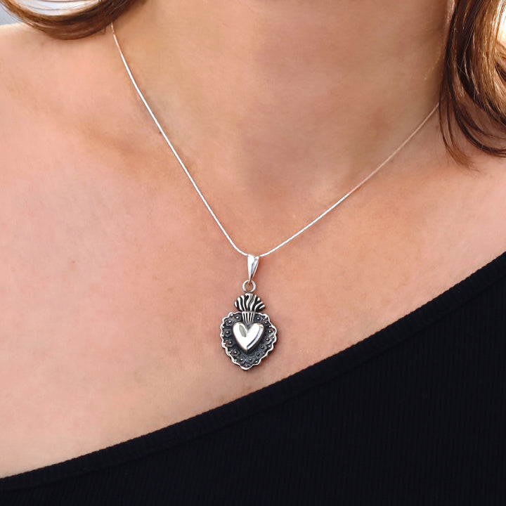 Sterling Silver Love Heart Pendant Necklace