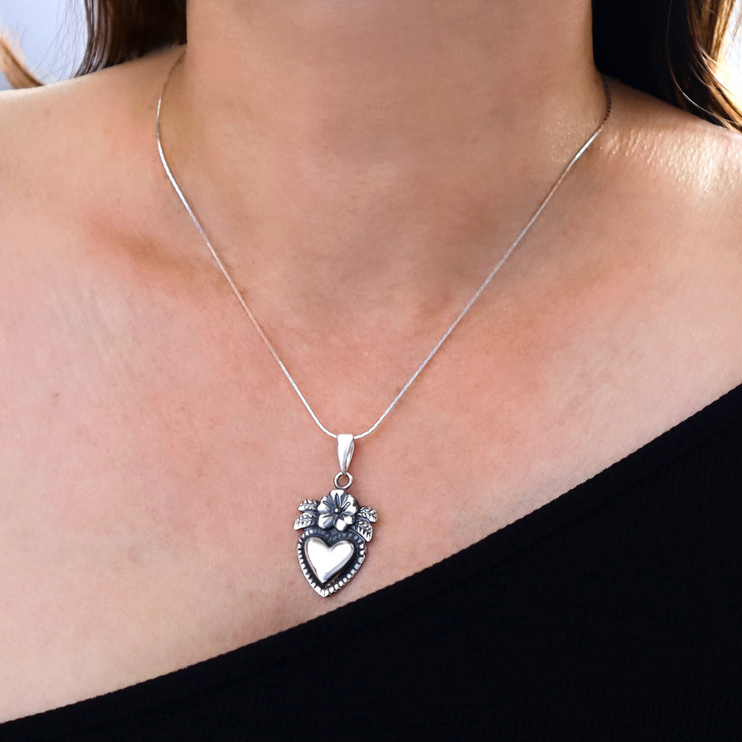 Sterling Silver Heart Pendant Necklace