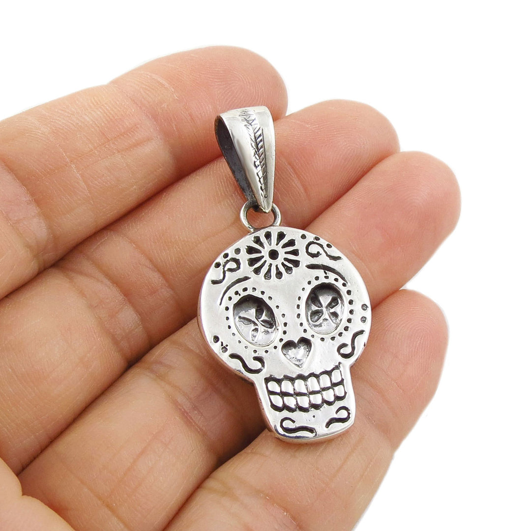 Silver Day of the Dead Pendant Necklace