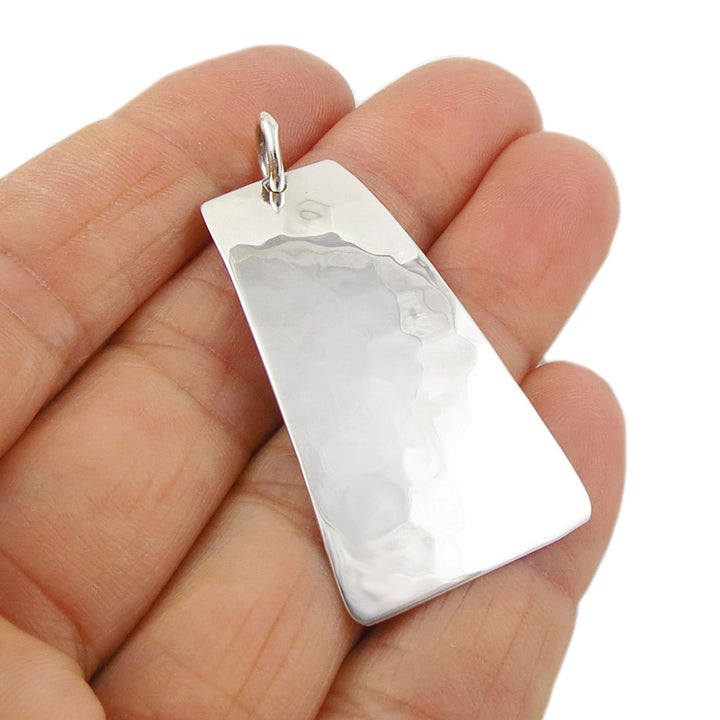 Hammered Sterling Silver Trapezoid Pendant Necklace