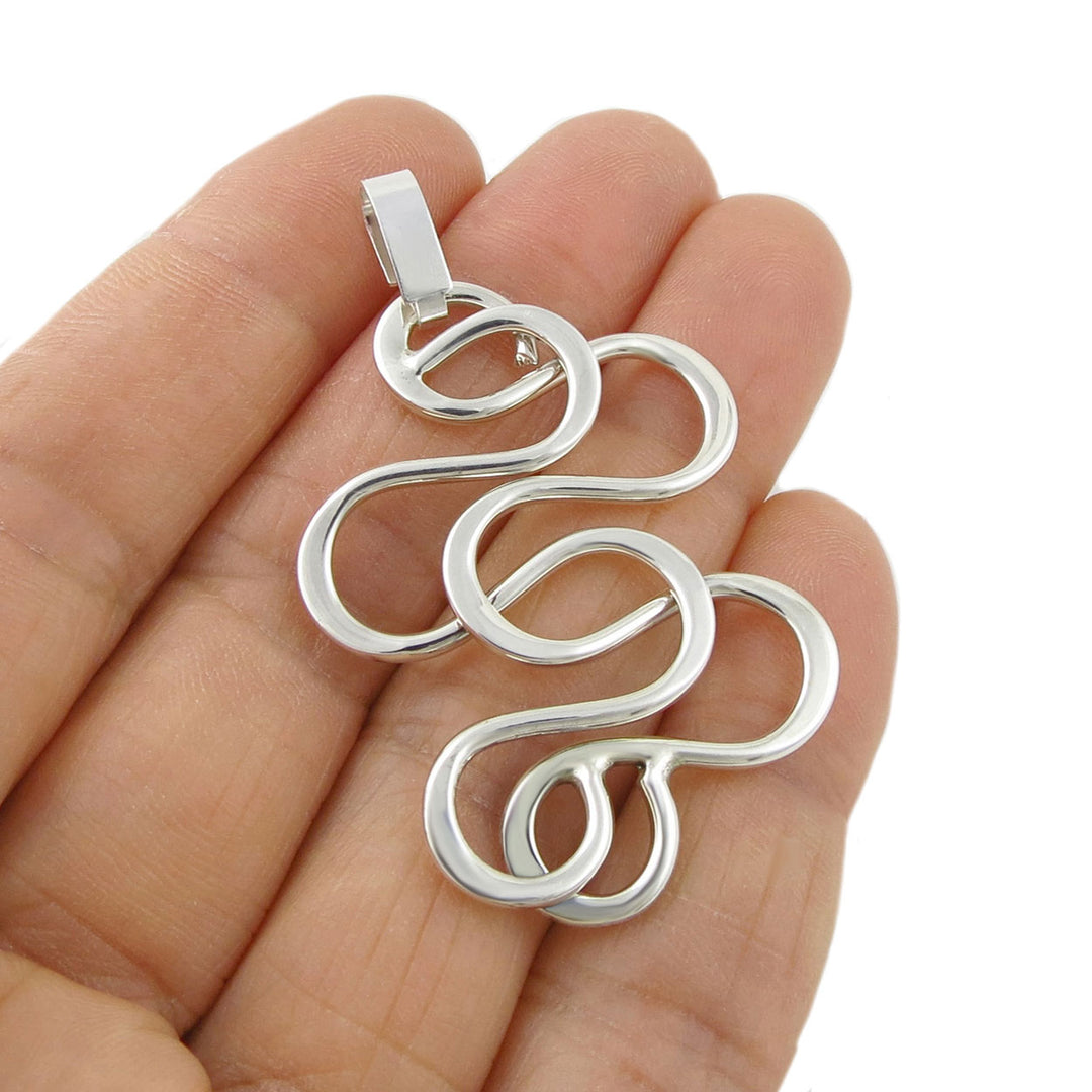 Entwined Silver Spiral Pendant Necklace