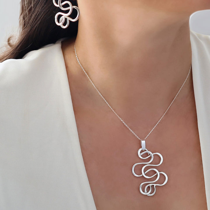 Entwined Silver Spiral Pendant Necklace