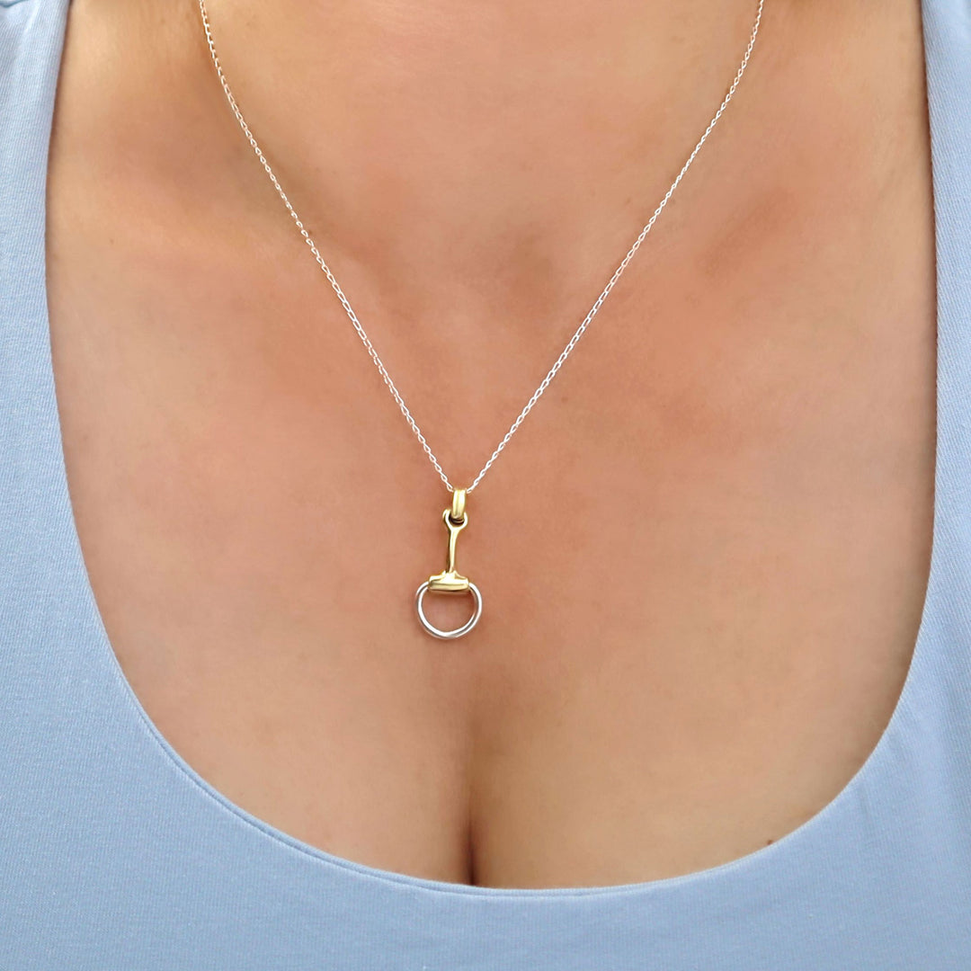 Horse Snaffle Pendant Necklace in Mixed Metals