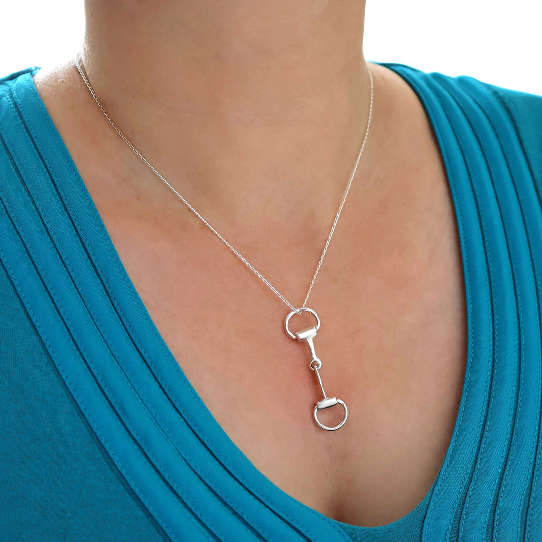 Ladies 925 Silver Double Snafflebit Pendant Necklace
