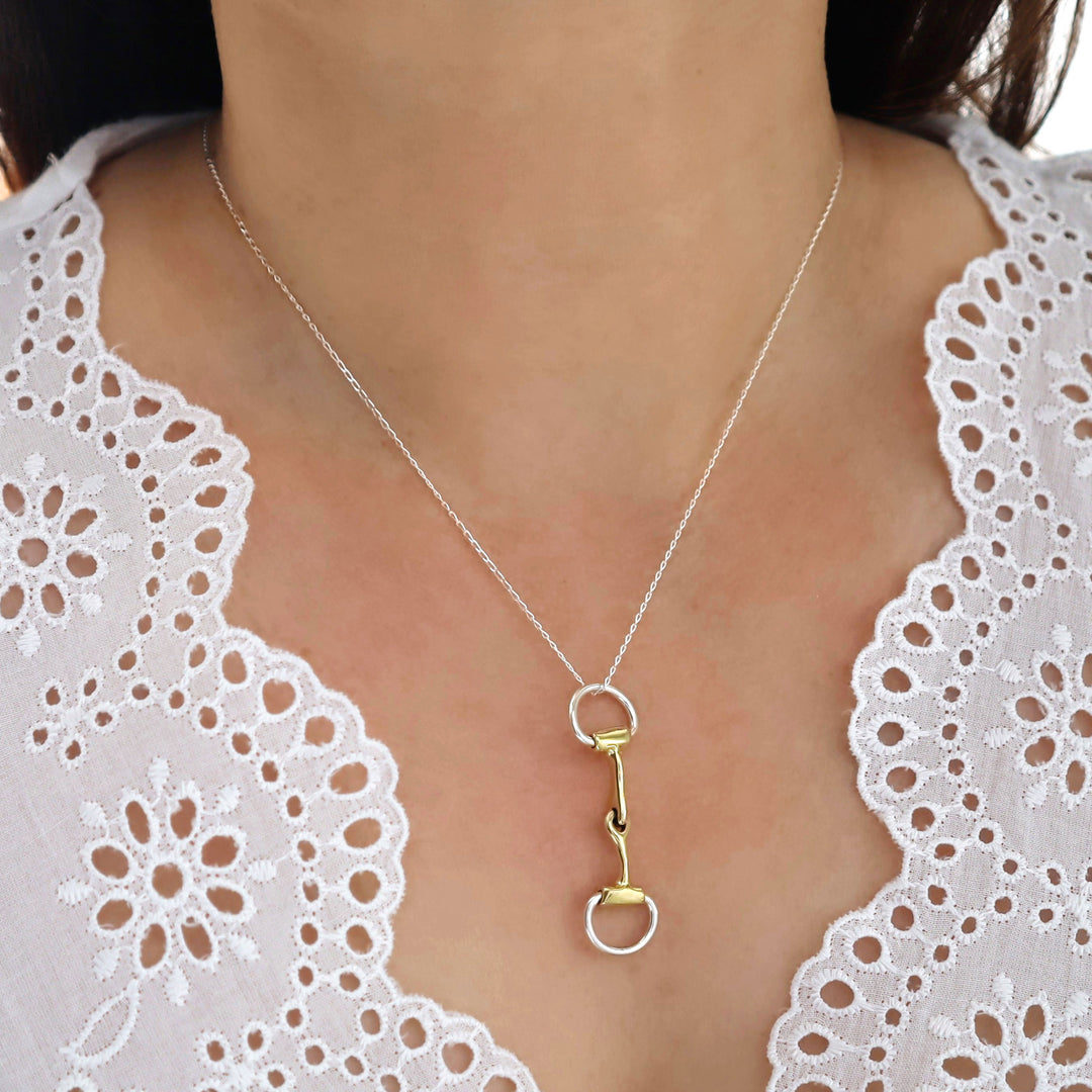 Mixed Metals Equestrian Horse Snaffle Pendant Necklace