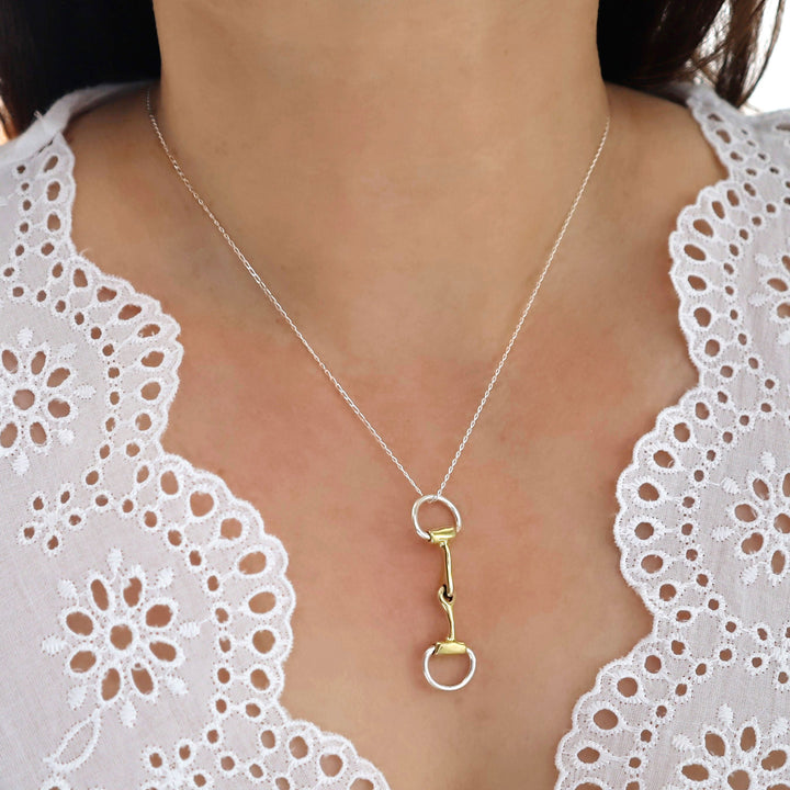 Mixed Metals Equestrian Horse Snaffle Pendant Necklace