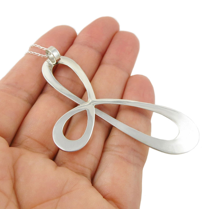 Large Sterling 925 Silver Spiral Pendant Necklace