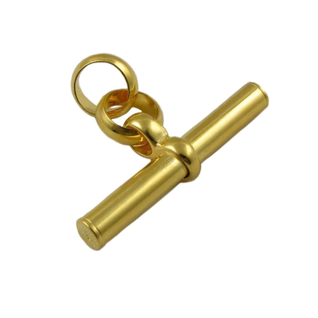 Large gold t-bar pendant jewellery on a white background