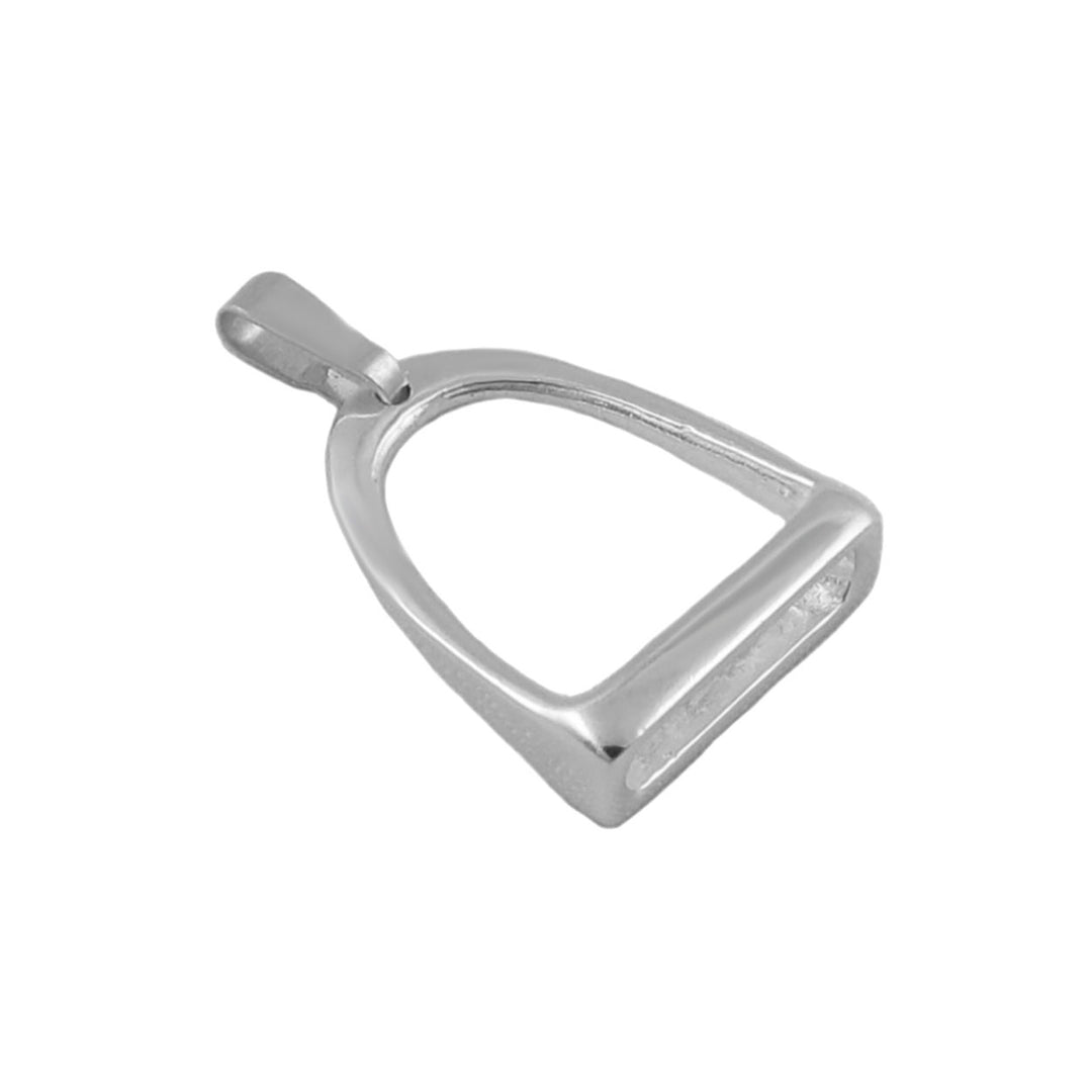 Large Sterling Silver Equestrian Horse Stirrup Pendant Necklace