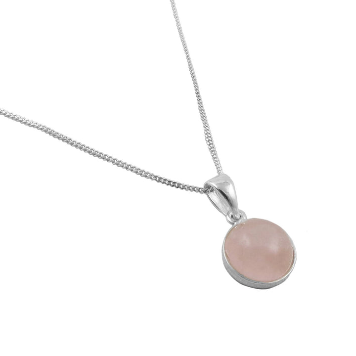Pretty in Pink Rose Quartz Silver Gem Pendant Necklace