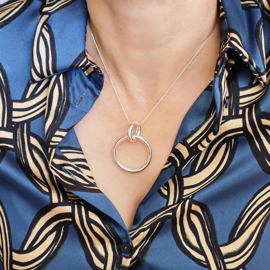 Forever Infinity Sterling Silver Circle Pendant Necklace