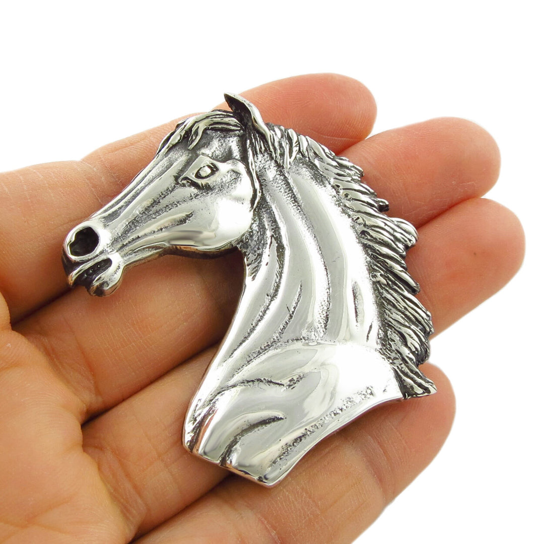 Large Sterling Silver Horse Head Pendant