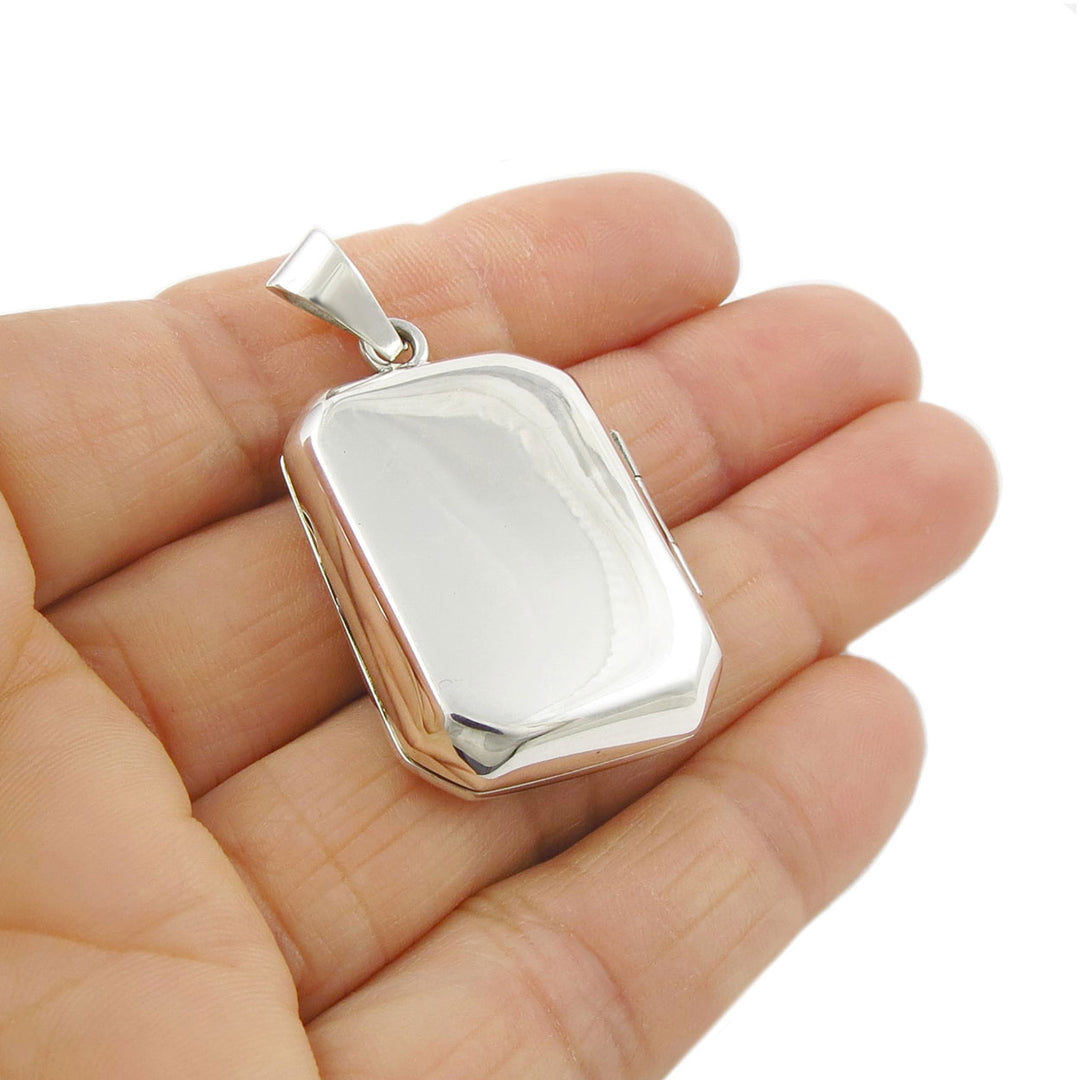 Rectangle Sterling Silver Locket Style Pendant