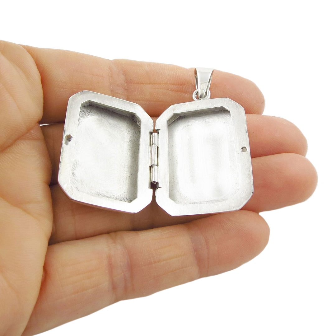 Rectangle Sterling Silver Locket Style Pendant