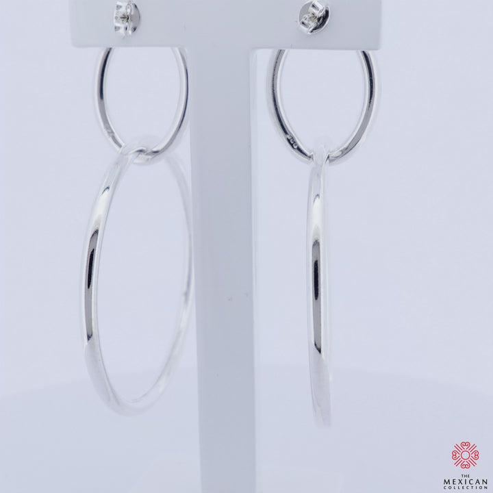 Large Circle 925 Sterling Silver Double Hoop Earrings