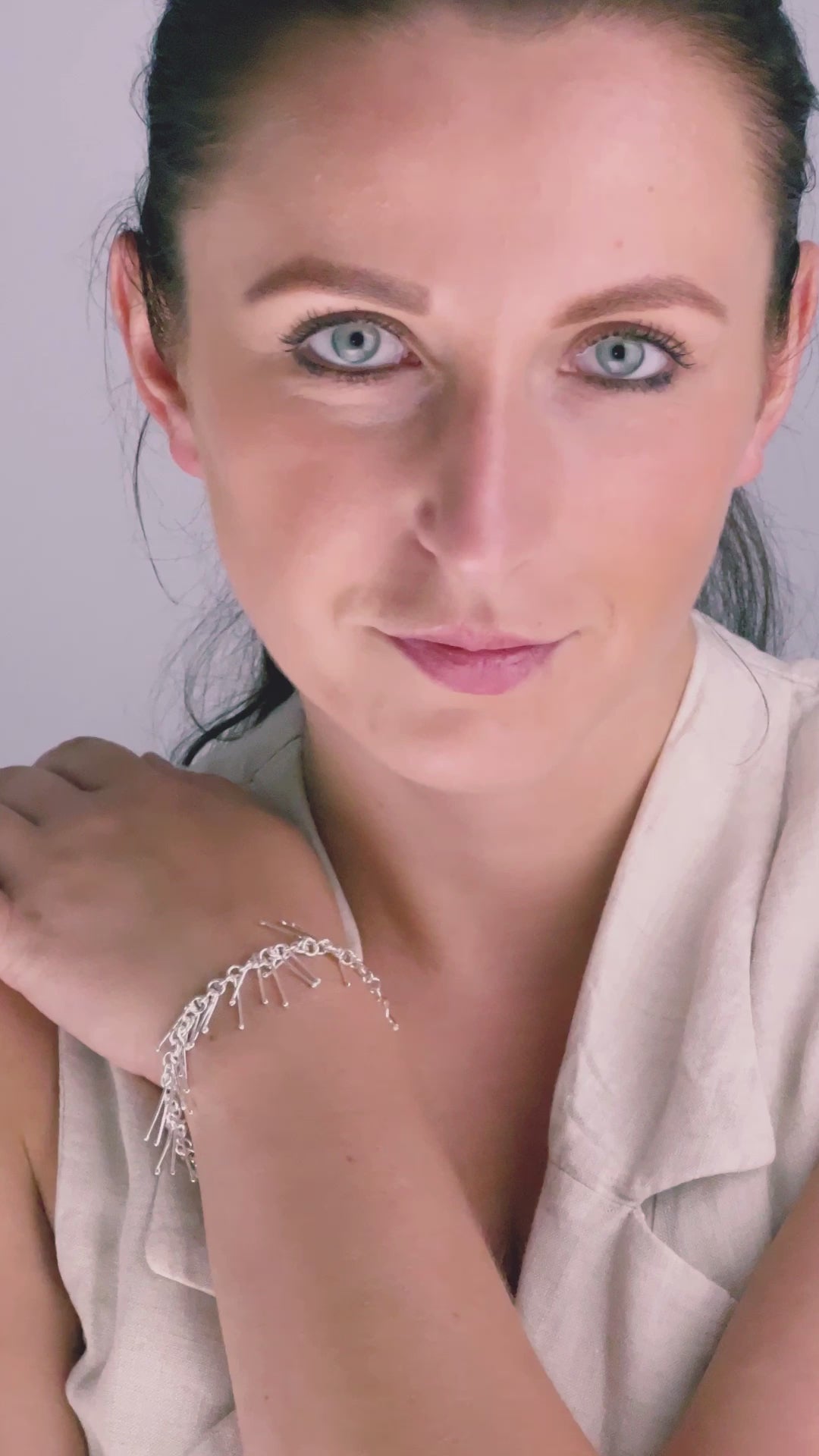 Sterling Silver Cluster Sticks Bracelet for Women