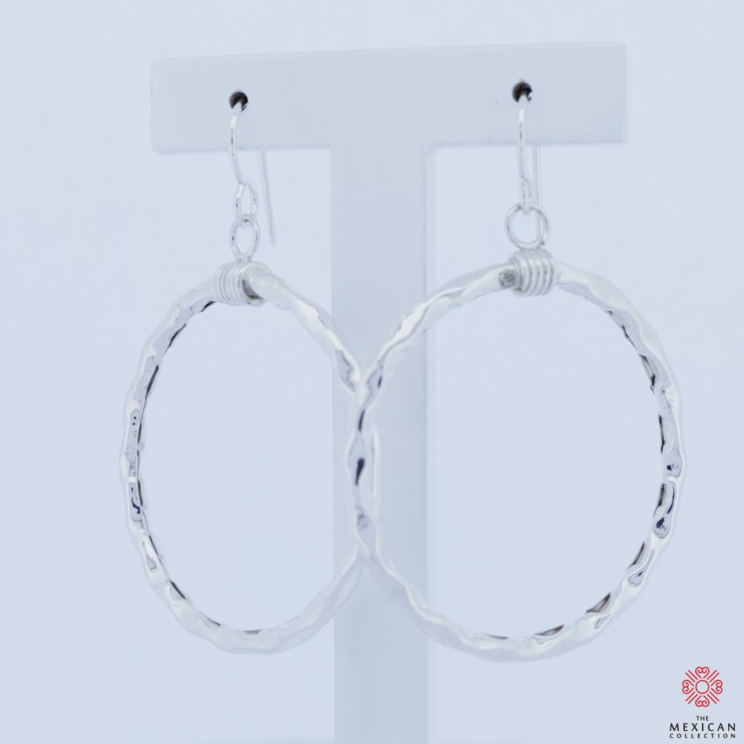 Handmade Circle 925 Sterling Silver Hoop Drop Earrings