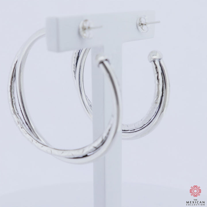 Large Twisted 925 Sterling Silver Circle Hoop Earrings