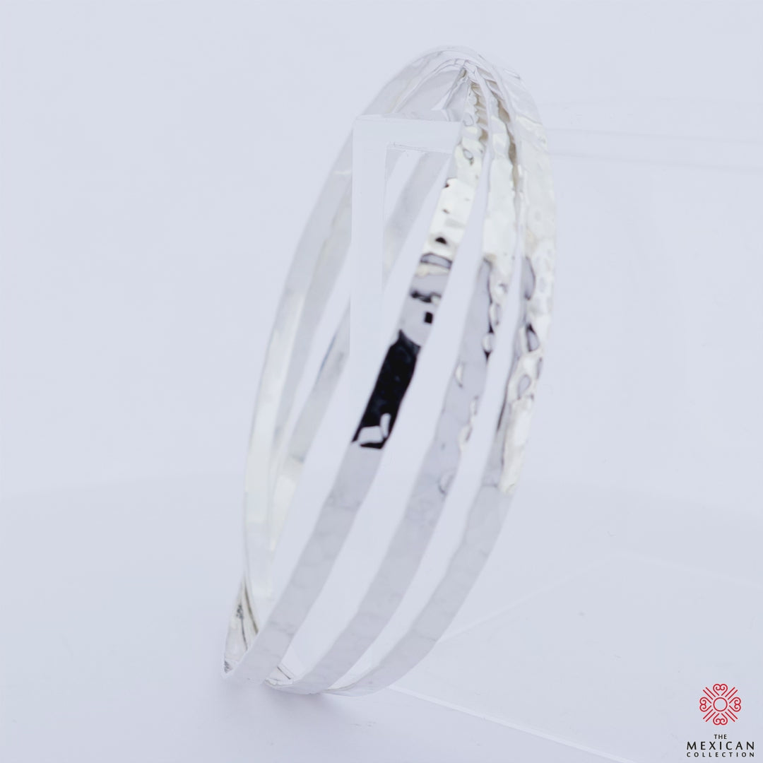 Stacker 3 in 1 Hand Hammered 925 Sterling Silver Bangle