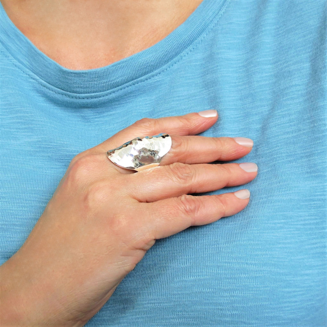 Chunky Sterling Silver Finger Armour Ring